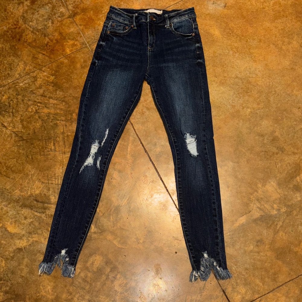 Tractr kids Dark Blue Distressed Skinny Jeans